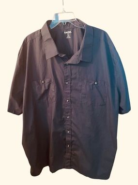 King Size Men's Short Sleeve Gray Button-Up Shirt 4XL Big